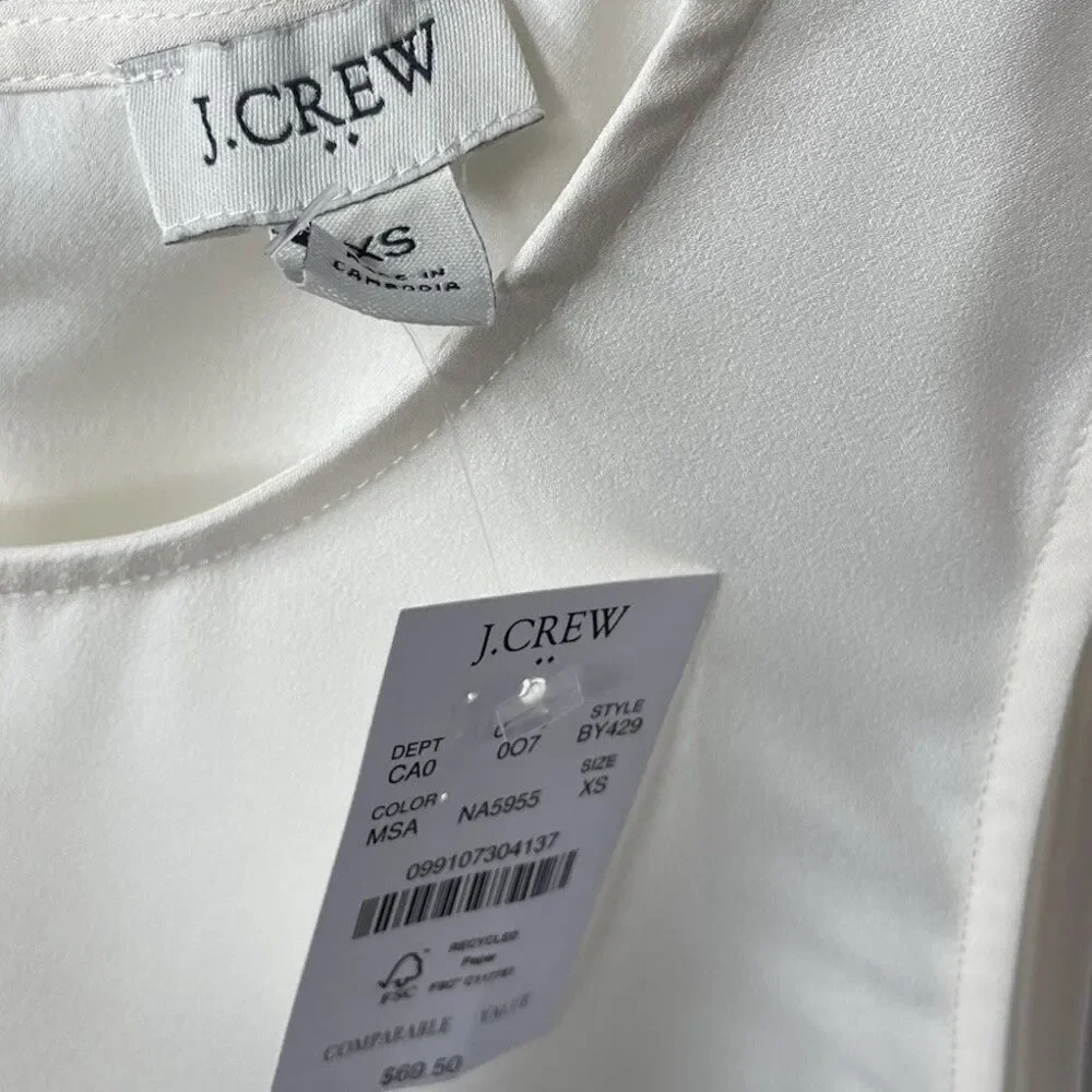J.CREW Top Women XS Sleeveless Button-Back Shell NEW Ivory BY429 - Picture 9 of 11